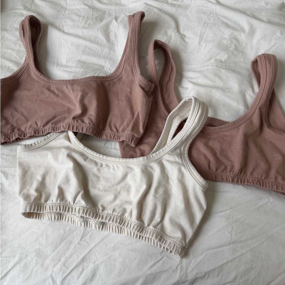 ARQ Soft Bralette Trio - Cream and Brown wide strap